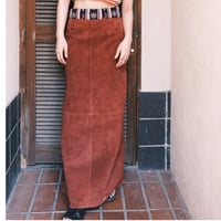 leather long skirt / wine red