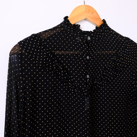 see-through dot frill blouse
