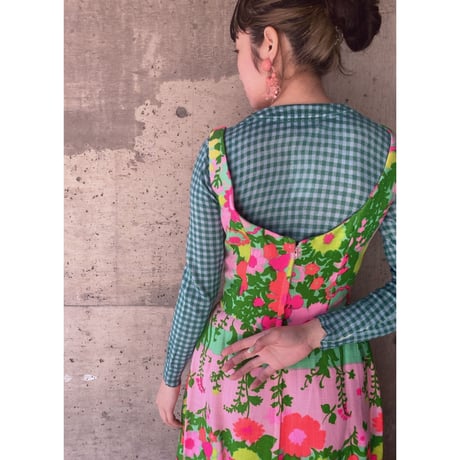 60-70s  vintage / floral long dress