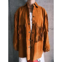 camel leather jacket with fringe