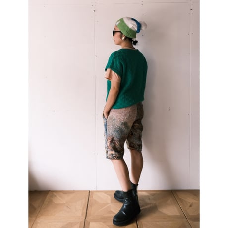 hand knit vest / green