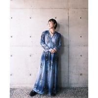 70s crimplene blue dress “birds”