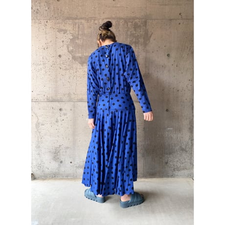 80s KASPER / polka dot cotton dress