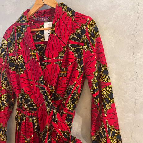 batik wrap dress / red