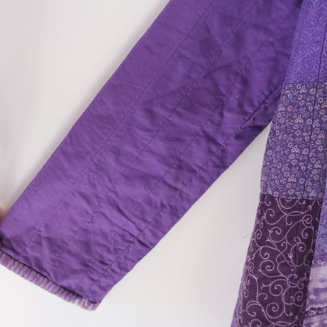 quilting no-collar jacket / purple
