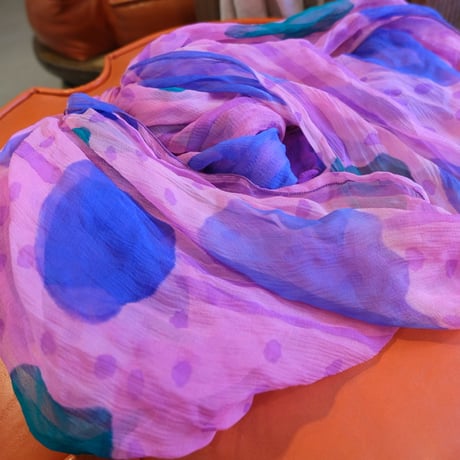 tulip (?) long scarf / made in France