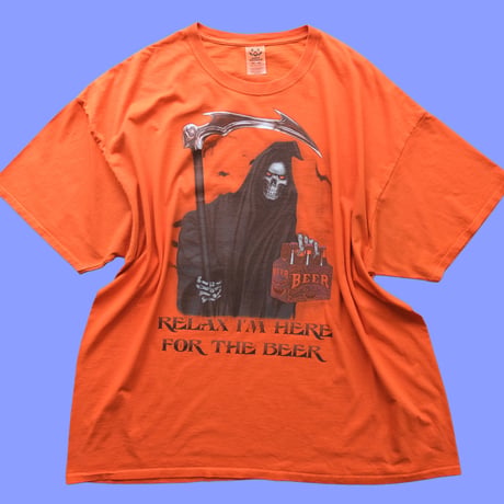 skull print tee / orange