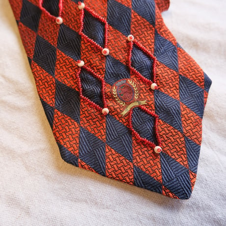 "繕う" collaboration beads embroidery necktie "argyle"