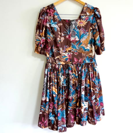 70s Animal print gather dress