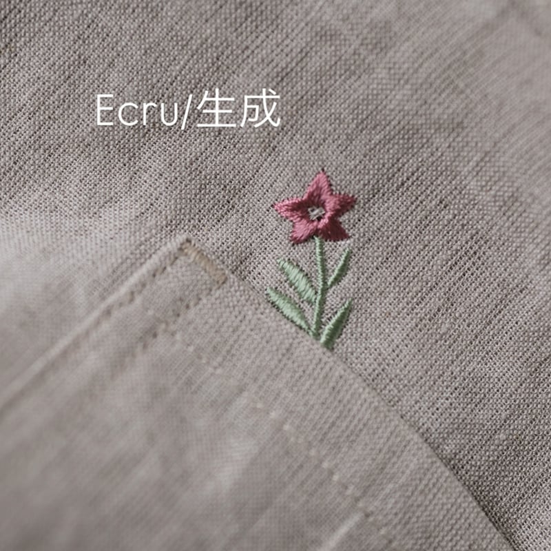 ババグーリ　グレー エプロン 花の刺繍付き　最終値下げです。 リネンエプロン｜babaghuri | 84