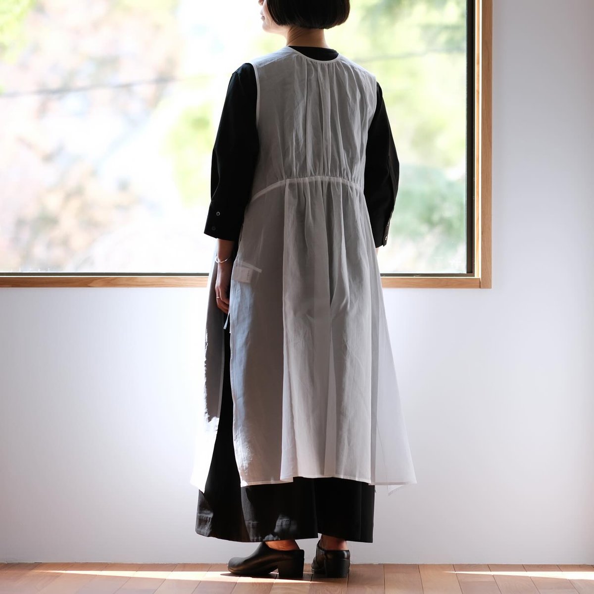 organza 2way long dress (白)｜TENNE HANDCRAFTED M