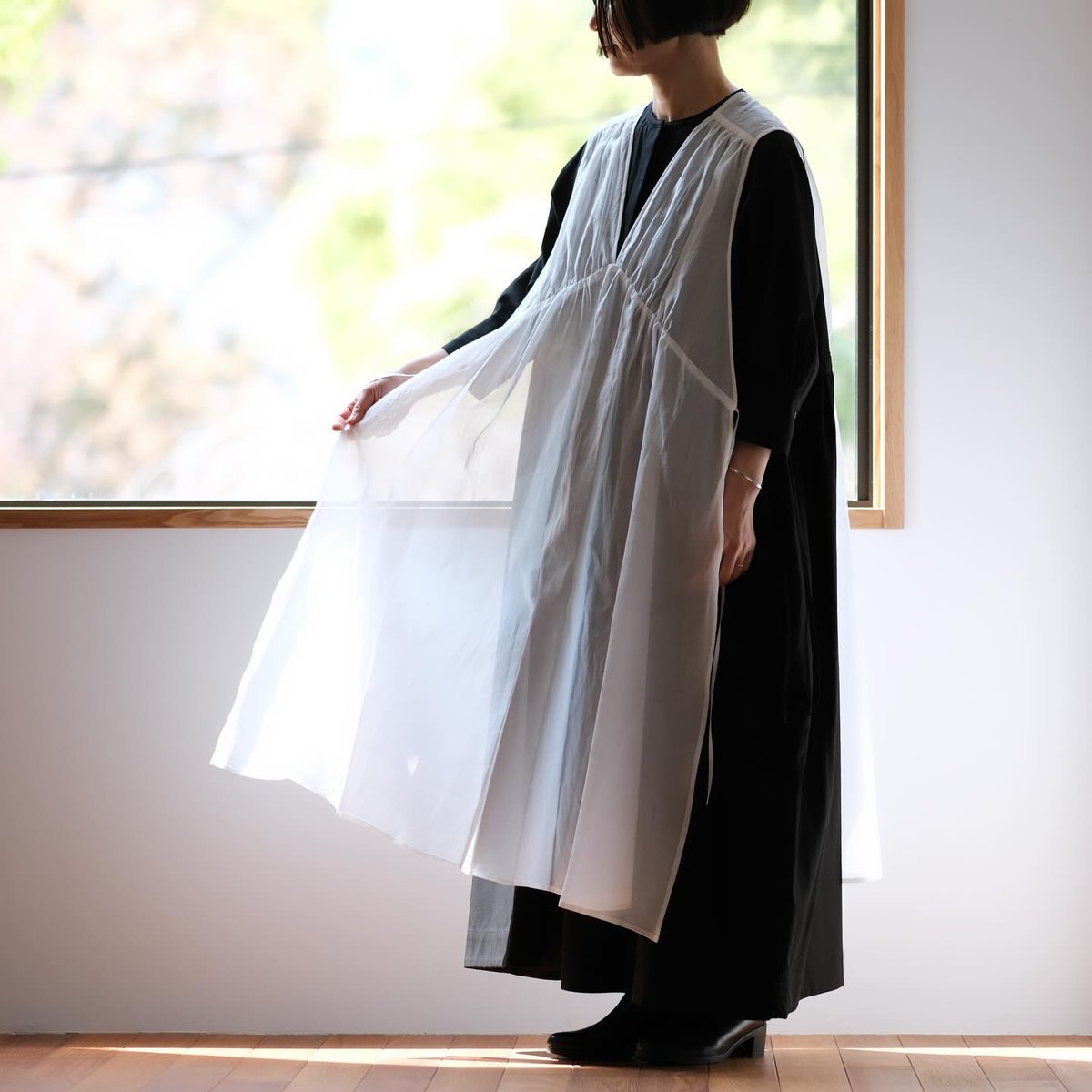 organza 2way long dress (白)｜TENNE HANDCRAFTED M