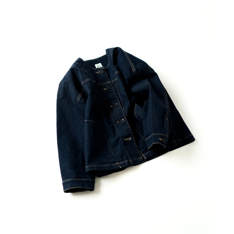 HEVE 2way ジャケットブラウス　NAVY ハイツイストボイルコットン2WAYブラウス