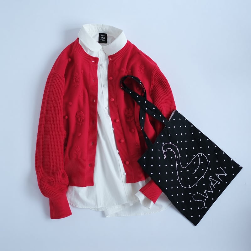 【美品】glamb 刺繍　カーディガン　サイズM チェリーレッド お花刺繍カーディガン｜RED | 84