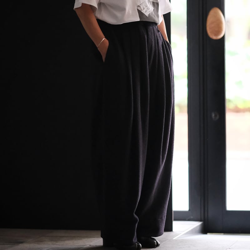 Waist Rib Knit 3Tuck Wide Pants｜TENNE HANDCRAFT