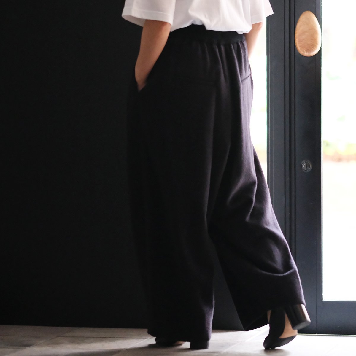 Waist Rib Knit 3Tuck Wide Pants｜TENNE HANDCRAFT