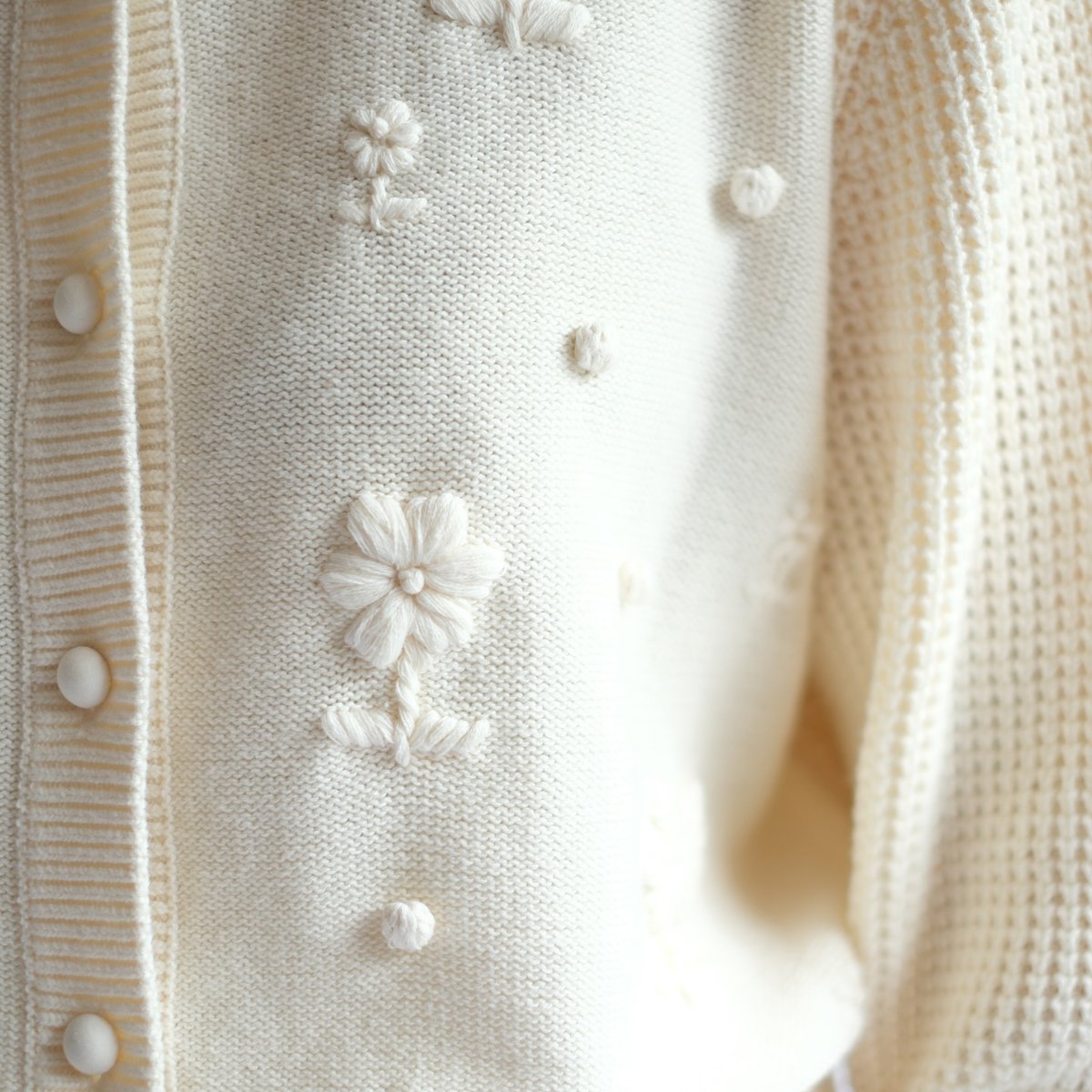 Plantation アイボリー 刺繍カーディガン Plantation アイボリー 刺繍カーディガン