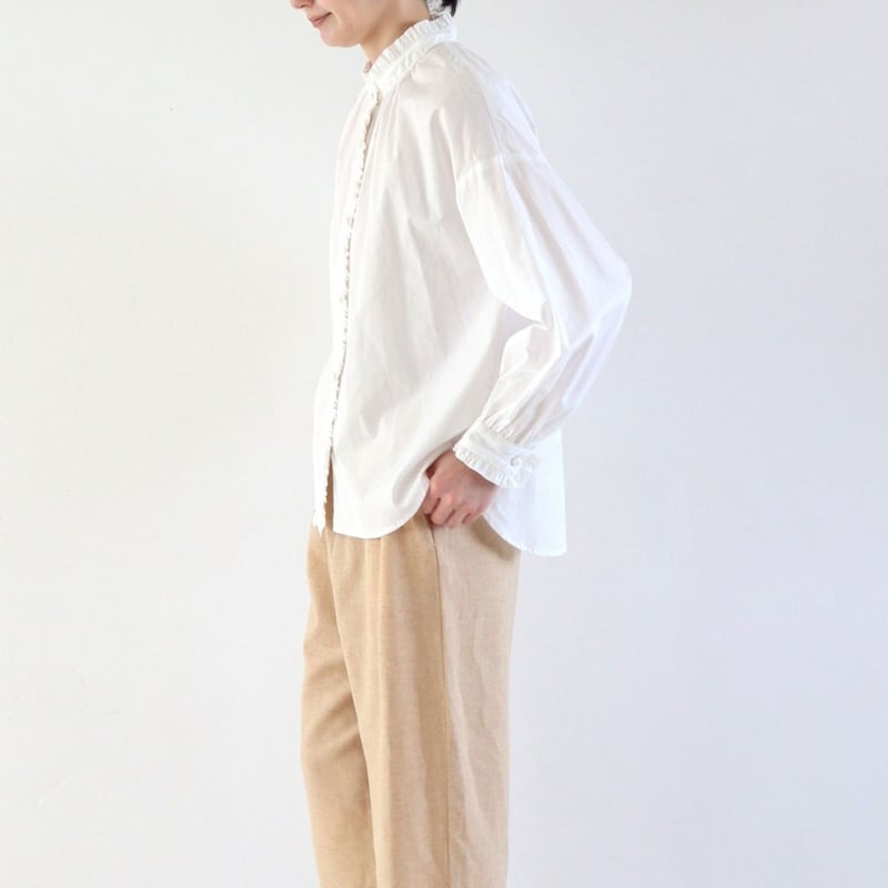 希少✨pot and tea ポットアンドティー ミニフリルブラウス　長袖　白 pot and tea（ポットアンドティー）｜ミニフリルブラウス