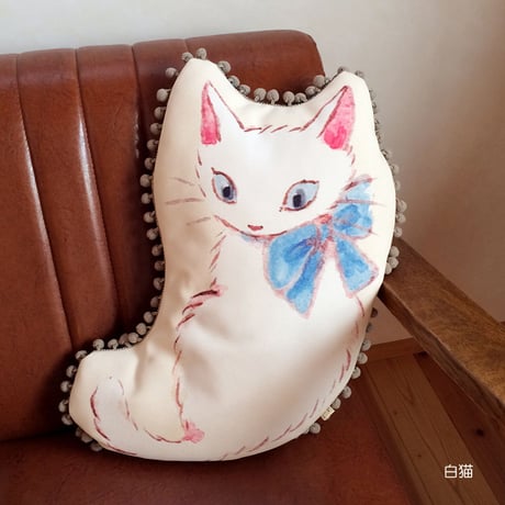 リボンキャットダイカットクッション