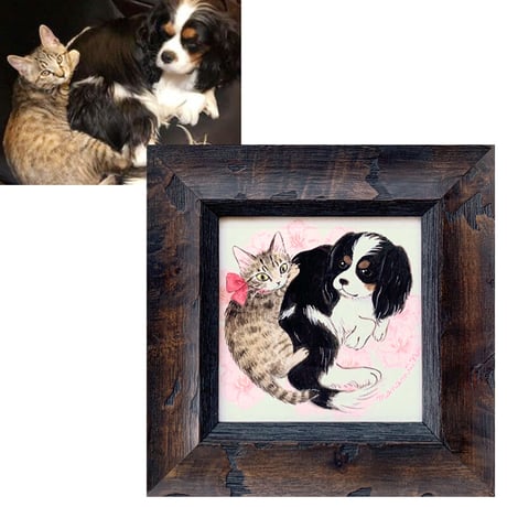 愛猫オーダー／ミニ額サイズ（額付き）