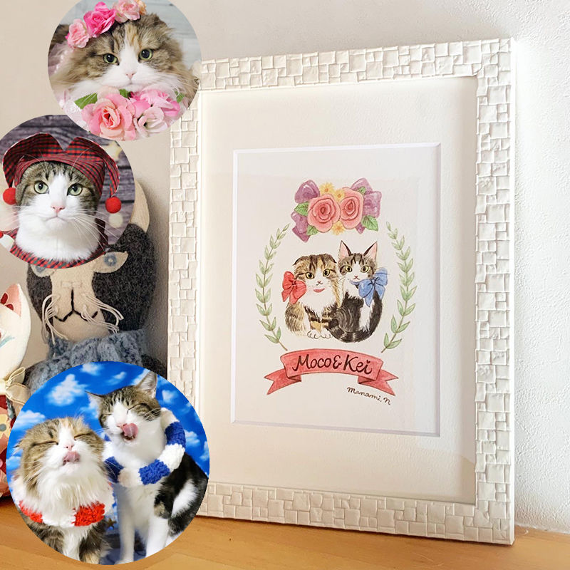 愛猫オーダー／B6サイズ（額付き） | Ribbon Cat - リボン