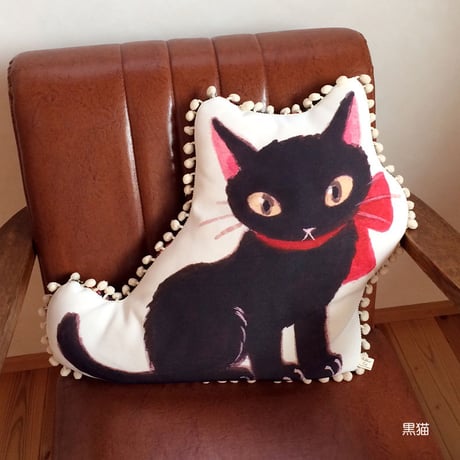 リボンキャットダイカットクッション