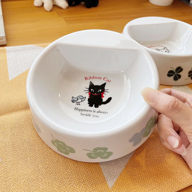 猫ちゃん用フードボウル（お名前シール付き） | Ribbon Cat