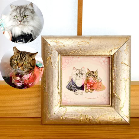 愛猫オーダー／ミニ額サイズ（額付き）