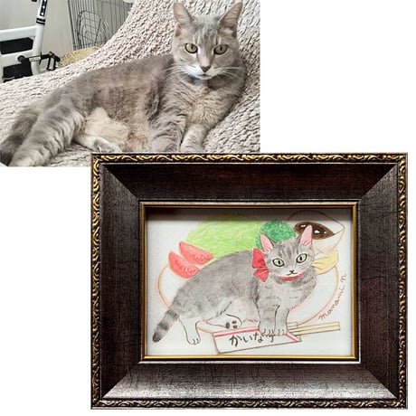 愛猫オーダー／ミニ額サイズ（額付き）
