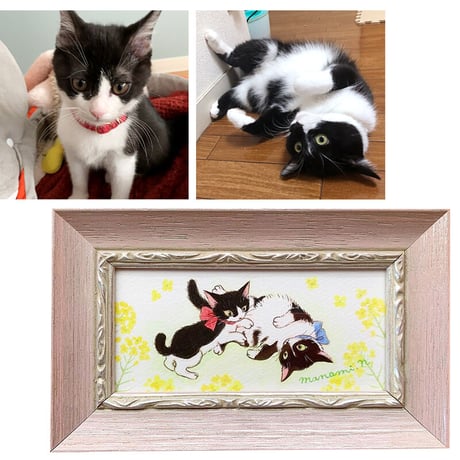 愛猫オーダー／ミニ額サイズ（額付き）