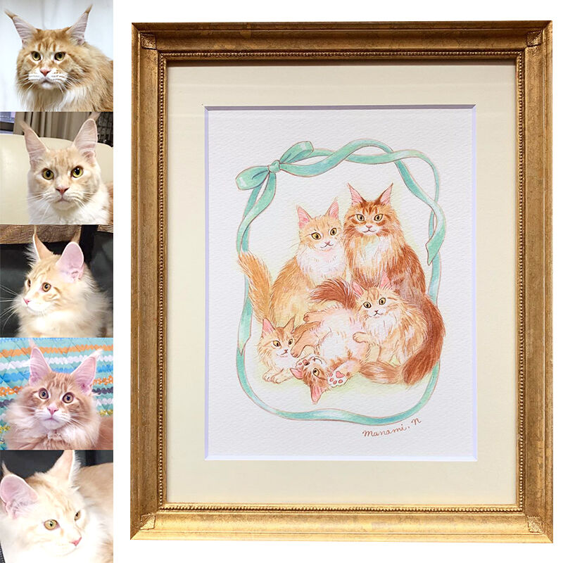 愛猫オーダー/B6サイズ(額付き) | Ribbon Cat - リボン 愛猫オーダー/B6サイズ(額付き) | Ribbon Cat - リボン