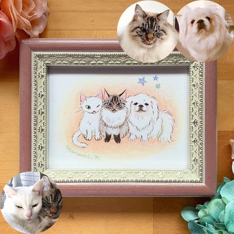 愛猫オーダー／ミニ額サイズ（額付き）