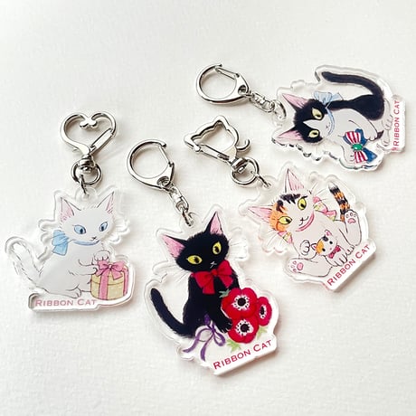 リボンキャット アクリルキーホルダー