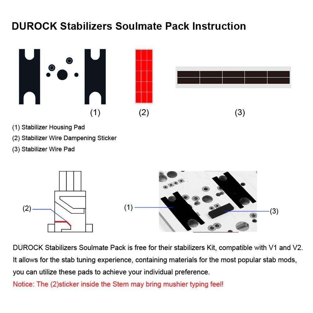 Durock V2 PCBマウントスタビライザーセット（クリア/2Ux4/6.25Ux1） |