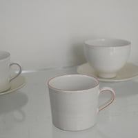 スターネットオリジナル 茶ライン白マット マグカップ 角 M