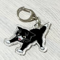 アクリルキーホルダー『やんのんかネコちゃん（ハチワレ）』(5ｃｍ×5ｃｍ）