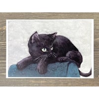 イラストカード『自宅警備中ネコちゃん（黒猫ちゃん）』(ポストカードサイズ 100×148mm)