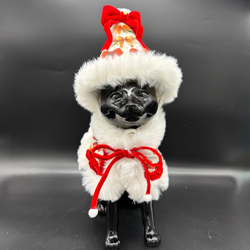 K-718フランス生地リボン柄サンタ帽子 | KiKi