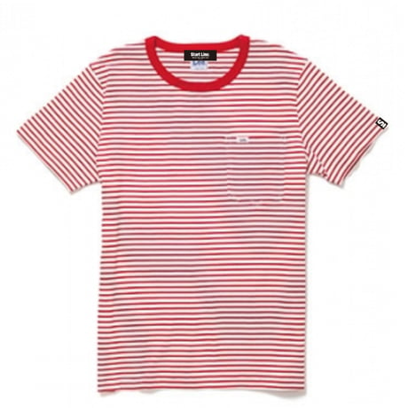 【XS残り1点】Lee with SL Pocket Border T-shirt／リーウィズポケットボーダーTシャツ（Red／レッド）  ウィメンズ
