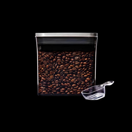 【見せる収納！】OXOステンレスポップコンテナ「コーヒー＆ティーポップコンテナ レクタングル（ショート）コーヒースクープ付
