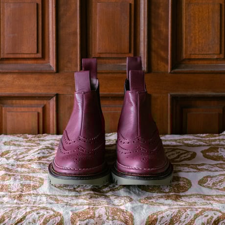 ＜2024S/S/A/W collection＞ 5-54_B:門番のおめかしブーツ(Bordeaux × Khaki)