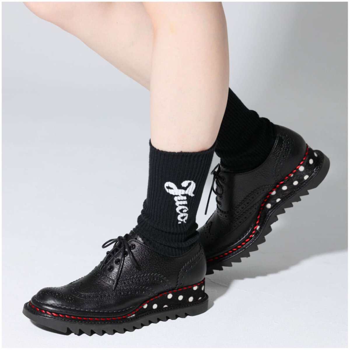S-3_A:水玉おでかけシューズ_Black×Red | JUCO