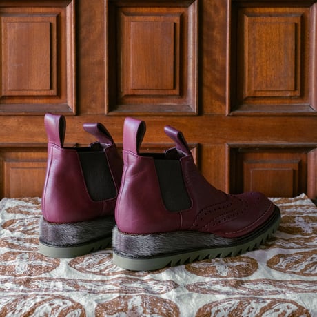 ＜2024S/S/A/W collection＞ 5-54_B:門番のおめかしブーツ(Bordeaux × Khaki)
