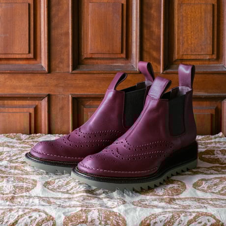 ＜2024S/S/A/W collection＞ 5-54_B:門番のおめかしブーツ(Bordeaux × Khaki)