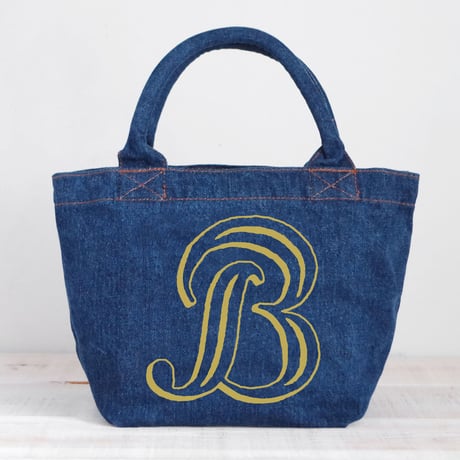 Organic Denim Initial  Tote B  / Ginger Beach Inn Original