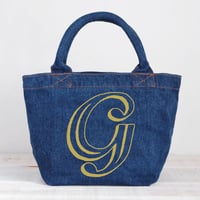 Organic Denim Initial Tote G / Ginger Beach Inn Original