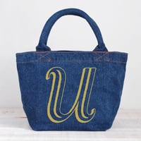 Organic Denim Initial Tote U / Ginger Beach Inn Original