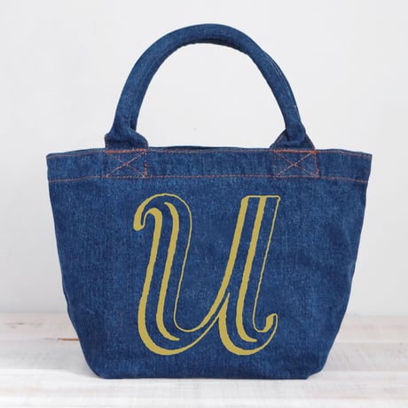 Organic Denim Initial Tote U / Ginger Beach Inn Original
