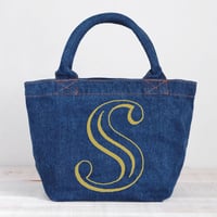 Organic Denim Initial Tote S  / Ginger Beach Inn Original