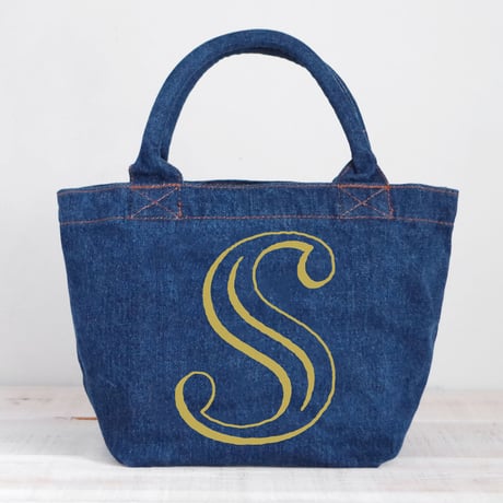 Organic Denim Initial Tote S  / Ginger Beach Inn Original